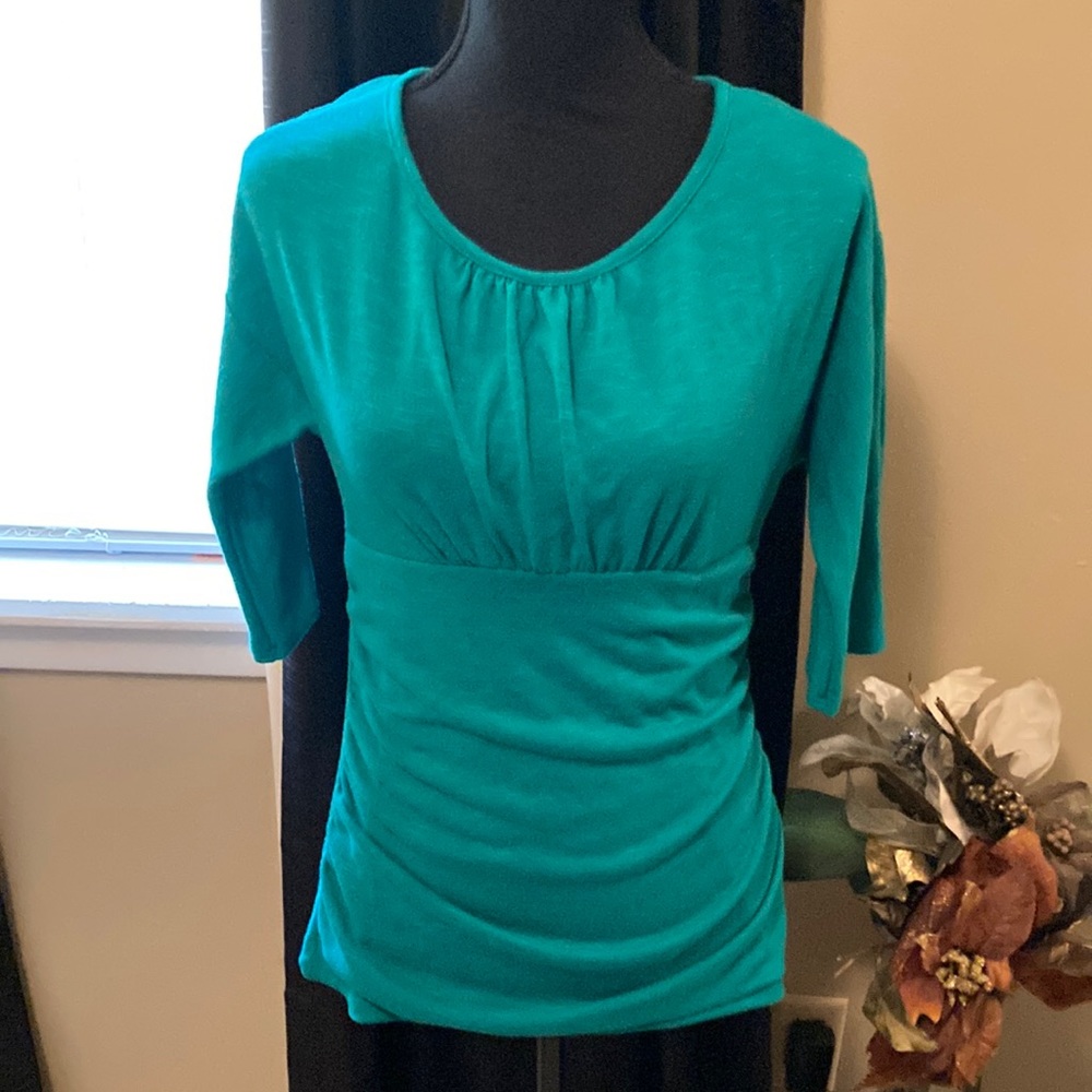 Hunter green ruched blouse